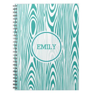 White And Turquoise Wood Grain Spiral Notebook