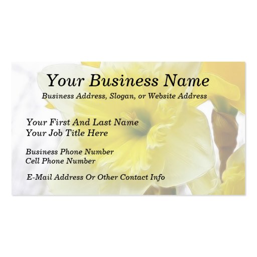 White And Yellow Daffodil Business Card Templates