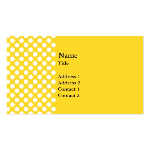 White and Yellow Polka Dot Business Card (front side)