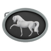 White Andalusian Horse Belt Buckle