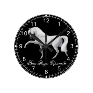 White Andalusian PRE Horse Wall Clock