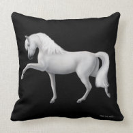 White Andalusian Spanish Horse Pillow