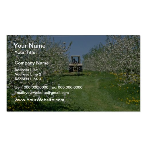 white Apple orchard cultivating, Nova Scotia flowe Business Card Template (front side)