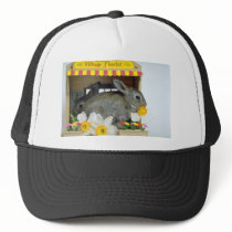 white Apricot and Blue Rex rabbits flowers Trucker Hat