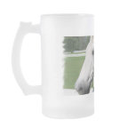 White Arabian Horse Frosted Beer Mug
