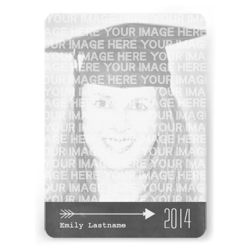 White Arrows Chalkboard Inspired Photo Graduation Custom Invitations