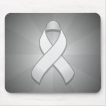 White Awareness Ribbon Mousepad