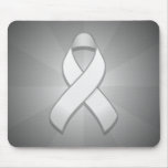 White Awareness Ribbon Mousepad