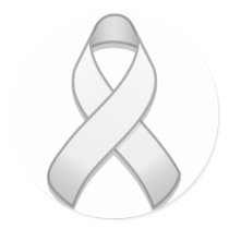 White Awareness Ribbon Round Sticker by jamieco White Awareness Ribbon Round Sticker