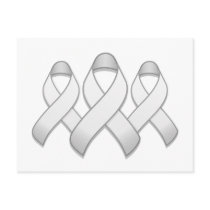 White Awareness Ribbon Trio Postcard