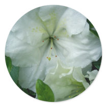 White Azalea Round Stickers