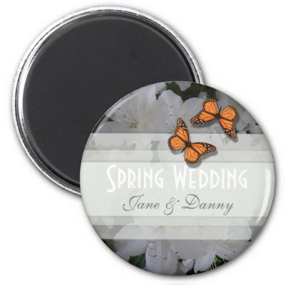 Beautiful White Azalea Spring Wedding Magnet just add the couples name and