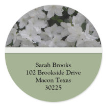 White Azaleas Address Labels Round Stickers