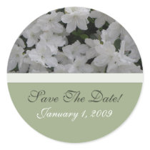 White Azaleas Save The Date Sticker