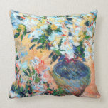 White Azaleas Still Life by Monet Pillow
