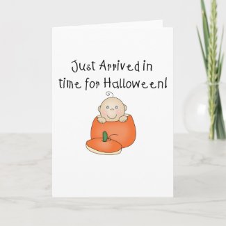 White Baby Halloween Just Arrived card
