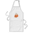 long_apron - An adorable baby with one curly hair sits inside an orange pumpkin on customizable Halloween T-shirts, magnets, greeting cards, tote bags, and other items that are perfect for babys first Halloween!: Sizes  Available colors: white