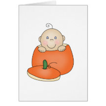 White Baby in Pumpkin Greeting Card