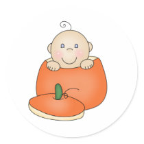 White Baby in Pumpkin stickers