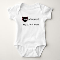 white babygro, Play it!.. Don't AFK it! t-shirts by turboshandy white babygro, Play it!.. Don't AFK it! t-shirts