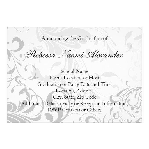 White Background Swirl Graduation Announcement