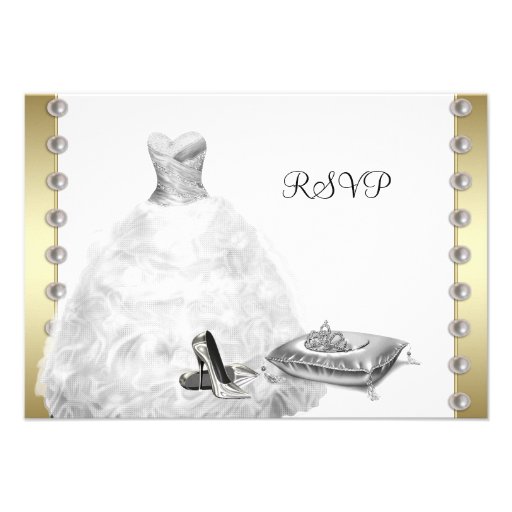 White Ball Gown High Heel Shoes White Quinceanera 3.5x5 Paper ...