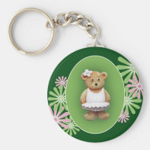 White Ballet Dancer Teddy Bear Keychains