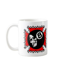 White Barbwire Ironcross Skull 8Ball Mugs
