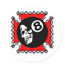 White Barbwire Ironcross Skull 8Ball stickers by WhiteTiger_LLC White Barbwire Ironcross Skull 8Ball stickers
