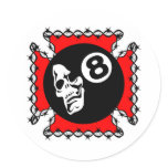 White Barbwire Ironcross Skull 8Ball stickers