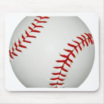 White Baseball Mouse Pad