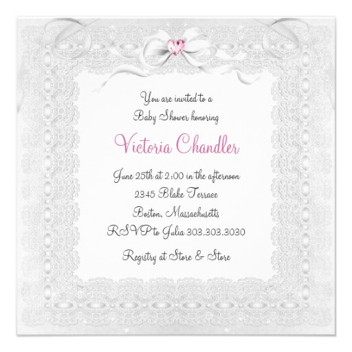 White Bassinet Elegant Baby Girl Shower Invitation
