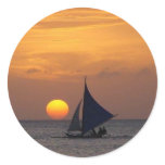 White Beach Sunset Round Sticker