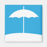 White Beach Umbrella square magnet