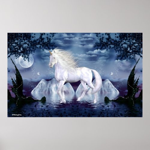 White Beauty Magical Unicorn Poster 1H print