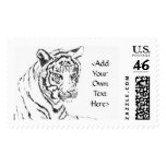 White Bengal Tiger Art Postage Stamp