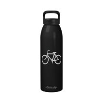 White Bike Route Water Bottle