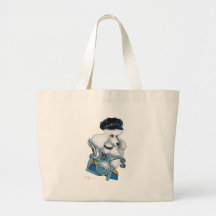 White Biker Chick Poodle Canvas Bag