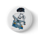 White Biker Chick Poodle - Customized Buttons