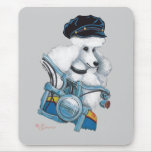 White Biker Chick Poodle - Customized Use Mat