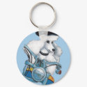 White Biker Chick Poodle keychain