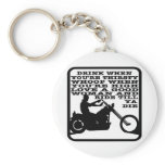 White Biker Drink Thirsty Key Chain