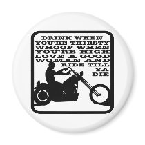 White Biker Drink Thirsty Refrigerator Magnet