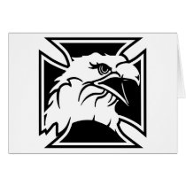 White Biker Eagle Iron Cross Greeting Cards