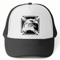 White Biker Eagle Iron Cross Mesh Hats
