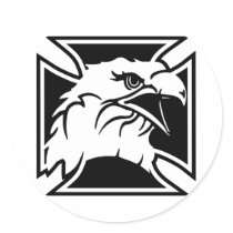 White Biker Eagle Iron Cross Round Stickers