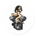 White Biker Girl Block Motor stickers