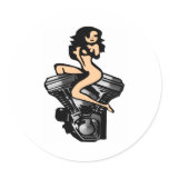 White Biker Girl Block Motor Sticker