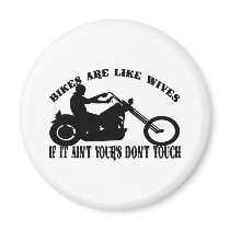 White Bikes R Like Wives Refrigerator Magnet