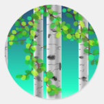 White Birch Round Stickers